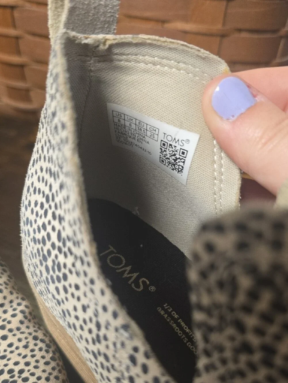 TOMS Kallie wedge booties In Cream With Black Dot Print